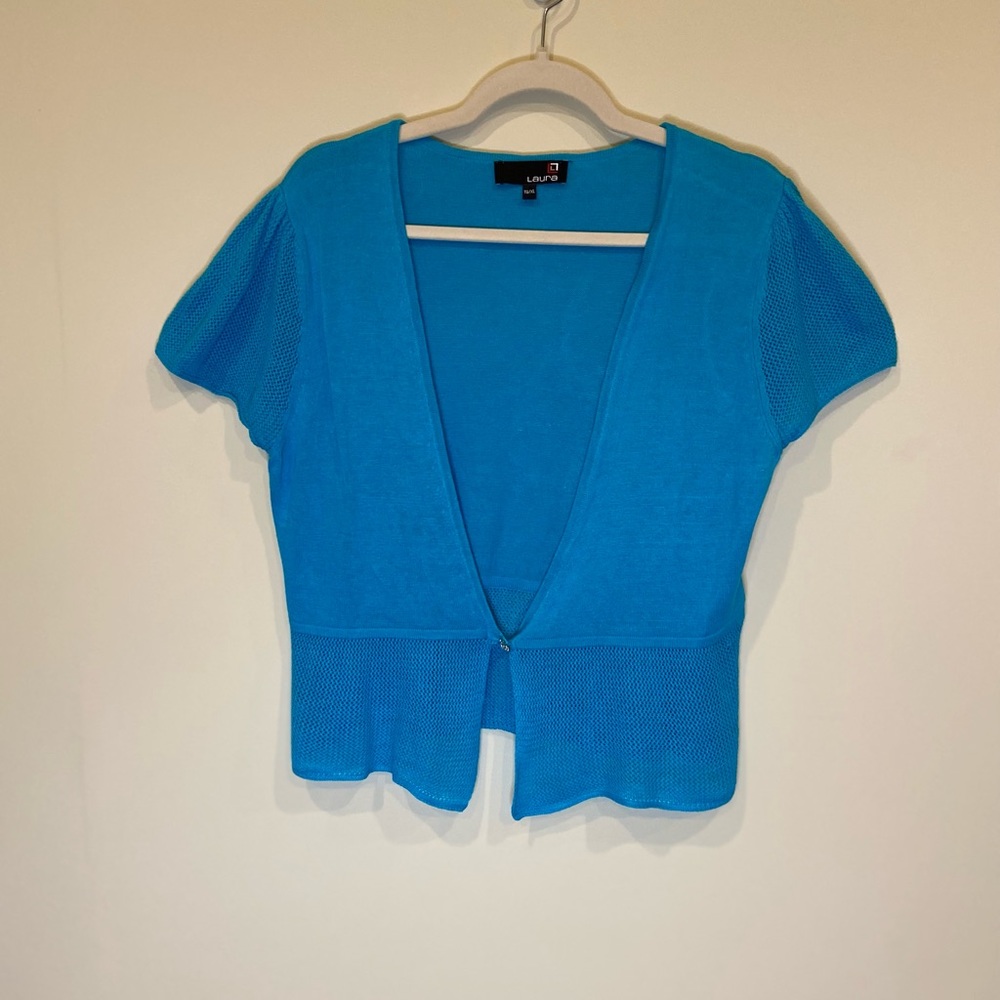 Laura Turquoise Blue Short Sleeved Cardigan